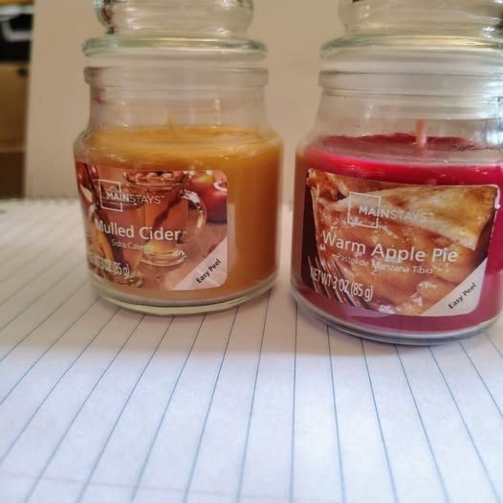 Mainstays Mini Candles Mulled Cider Apple Pie Set of 2  New  3.5" High 3 Oz